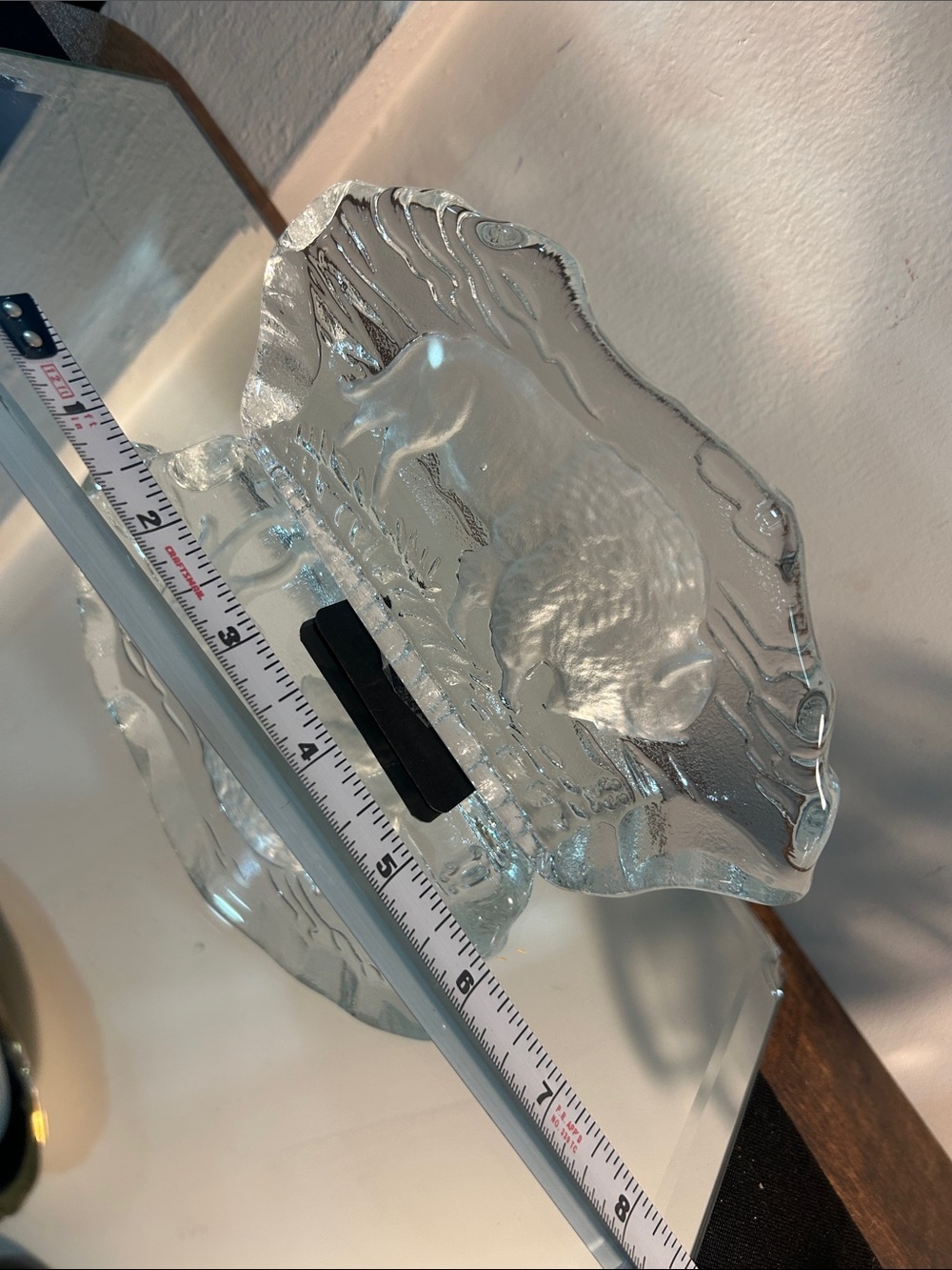 Clear Glass Scandinavian Buffalo Sculpture